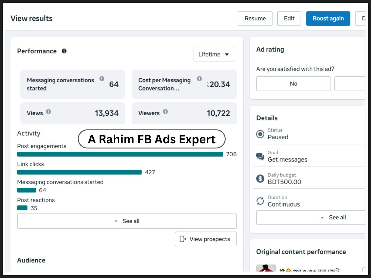 Facebook Ads Result